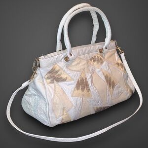 v i n t a g e :: Large Snake Skin Leather Patchwork Doctors Shoulder Bag